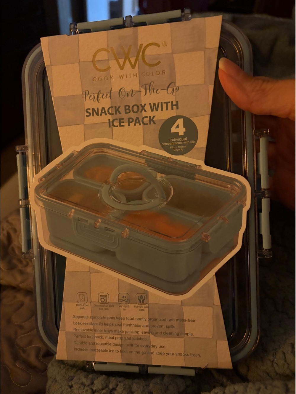 CWC Perfect On-The-Go Snack Box with Ice Pack - 4 Compartments